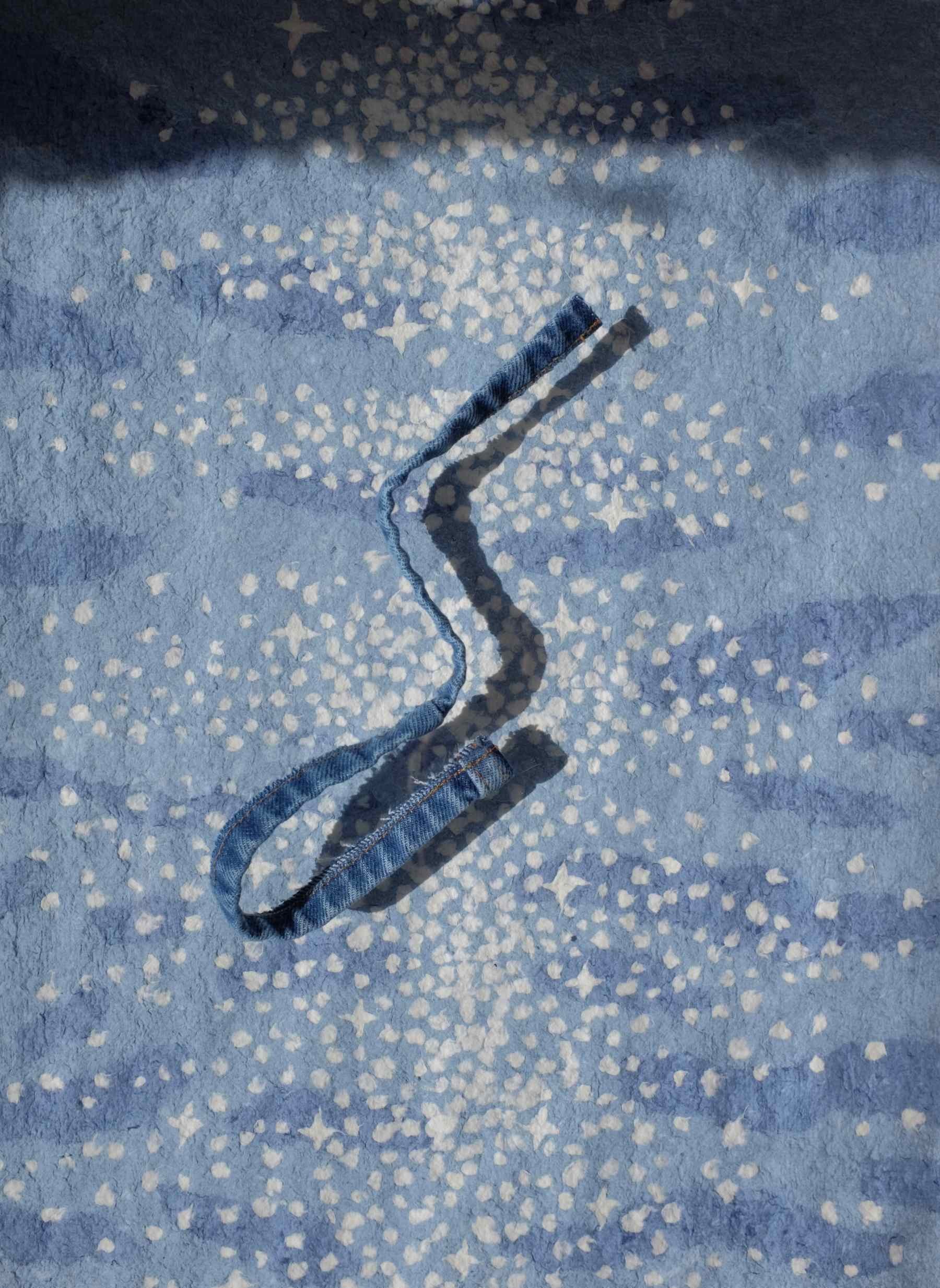 paper pulp paintings made from discarded clothing for a local civic arts project titeld Watershed