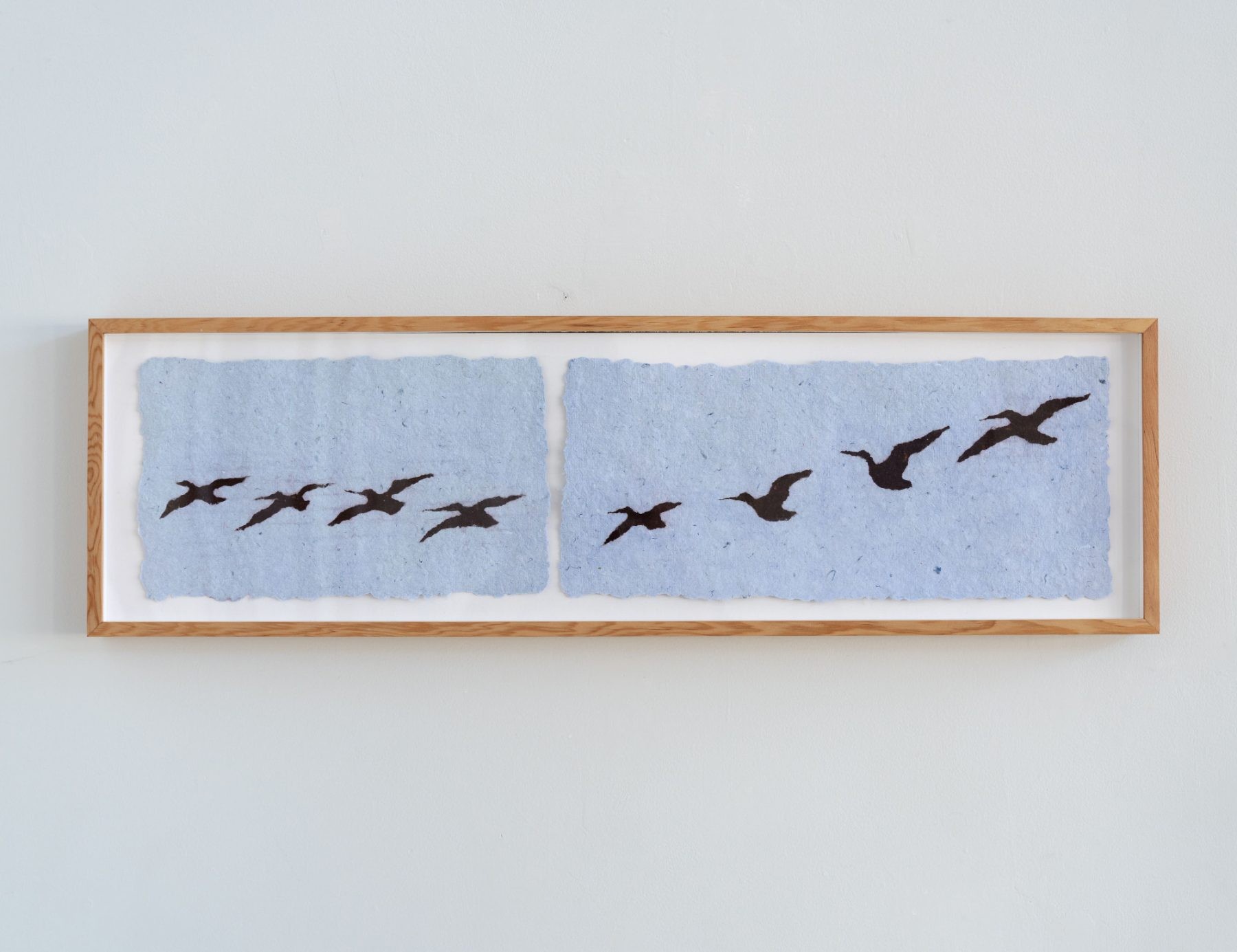 paper pulp pelicans made from discarded t-shirts and denim jeans